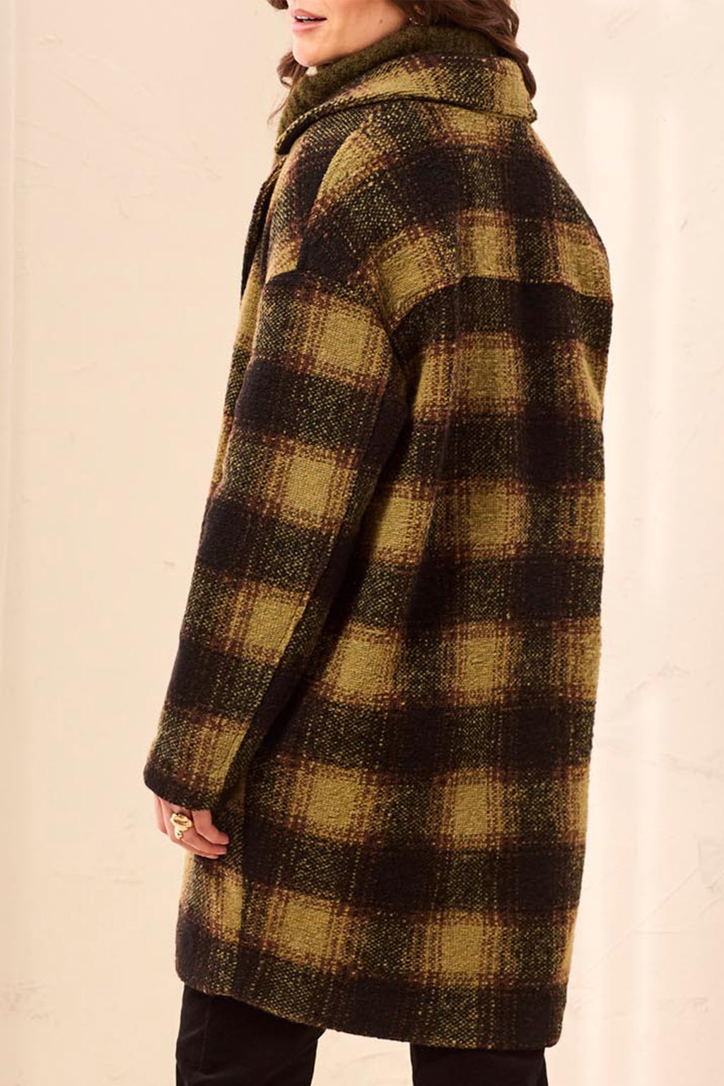 Tribal Saddle Brown Lined Cocoon Coat 6283O-5056, back detail view