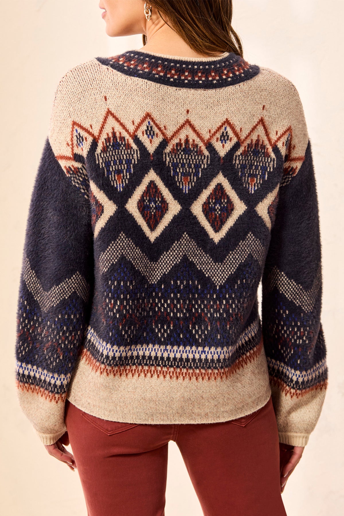 Tribal Sapphire Navy Crew Neck Jumper 3131O-8341, back view