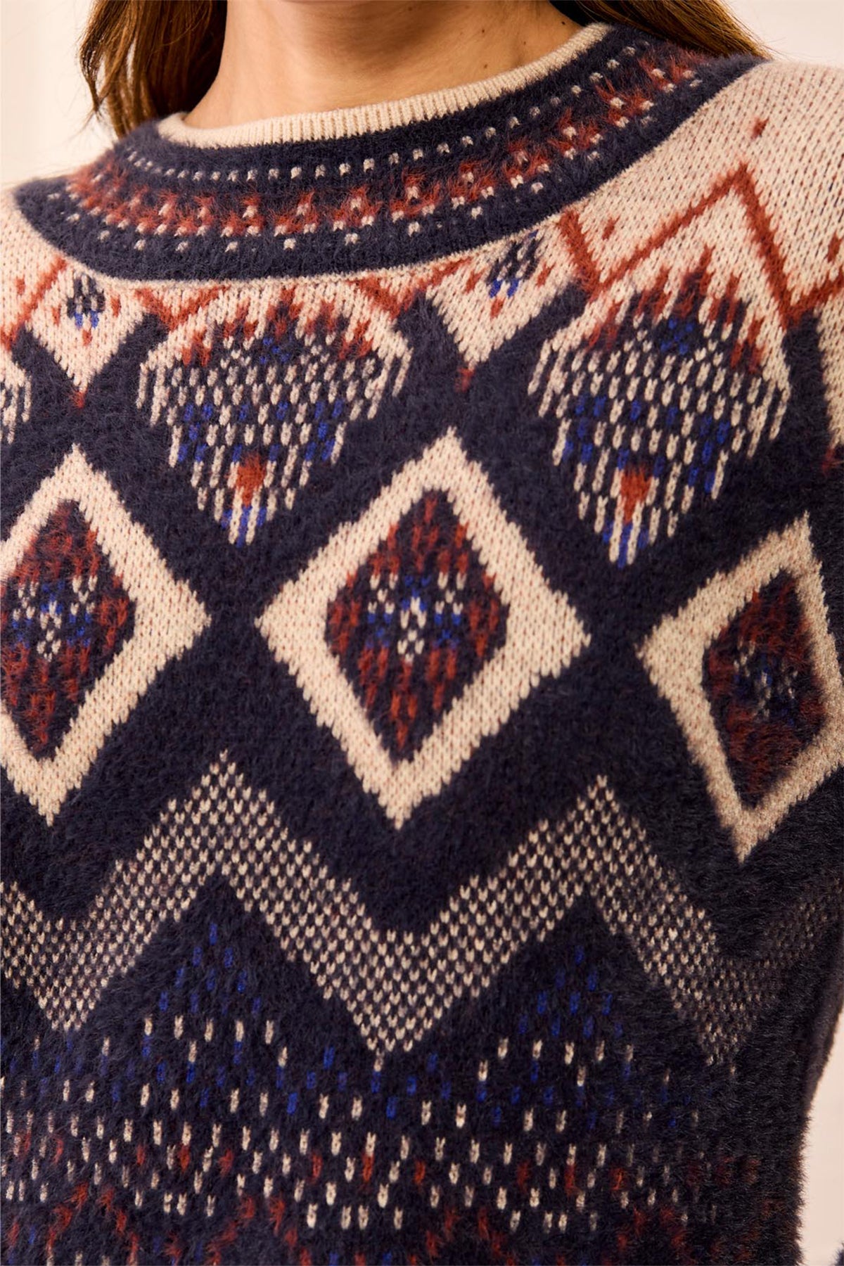 Tribal Sapphire Navy Crew Neck Jumper 3131O-8341, detail view