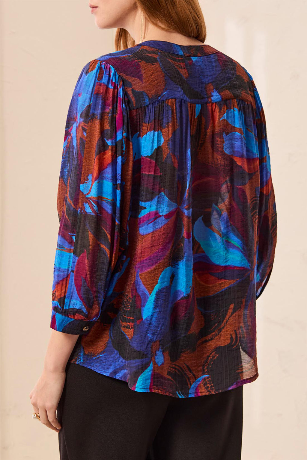 Tribal Sharp Blue Dolman Sleeve Top 5539O-4996, back view