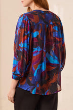 Tribal Sharp Blue Dolman Sleeve Top 5539O-4996, back view