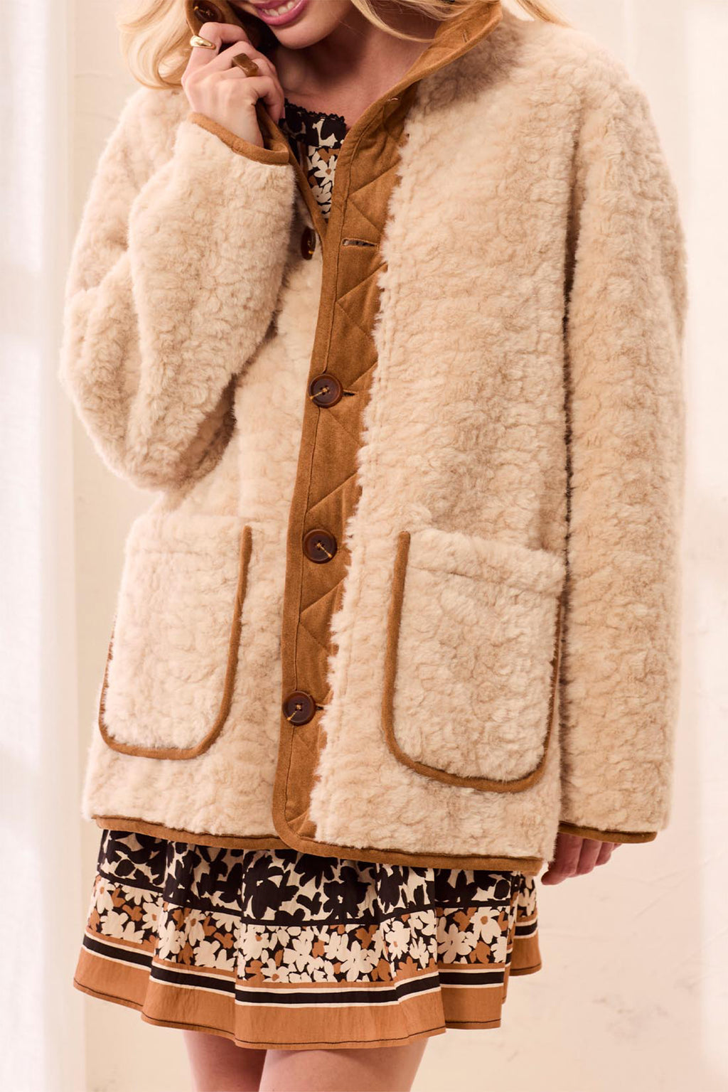 Tribal Walnut Brown Reversible Coat 3239O-8545, front view