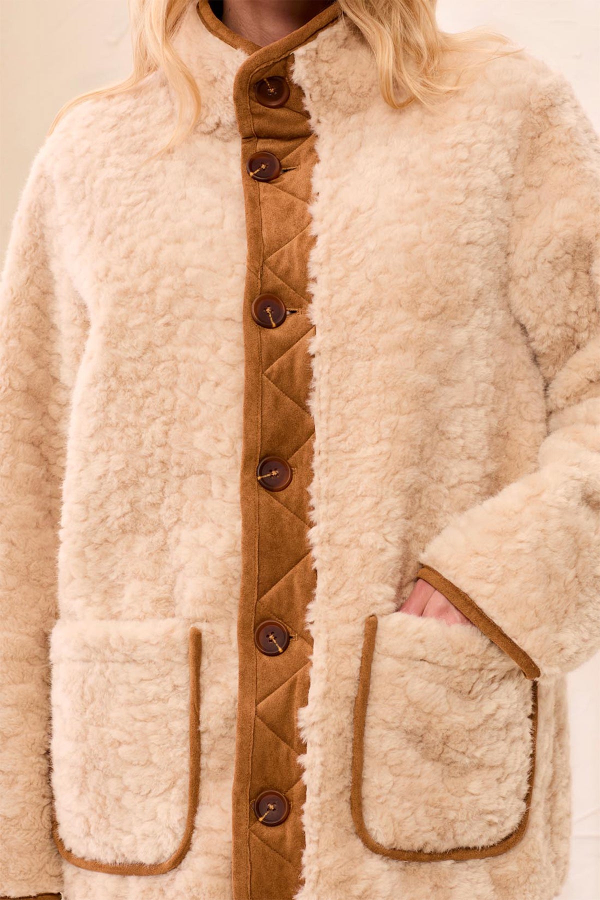 Tribal Walnut Brown Reversible Coat 3239O-8545, detail view