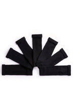 Turtle Doves Black Cashmere Fingerless Gloves, flat lay