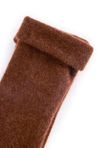 Turtle Doves Brown Cashmere Fingerless Gloves, turned cuff detail