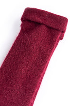 Turtle Doves Burgundy Red Cashmere Fingerless Gloves, turned cuff detail