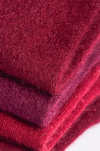 Turtle Doves Burgundy Red Cashmere Fingerless Gloves, folded stack