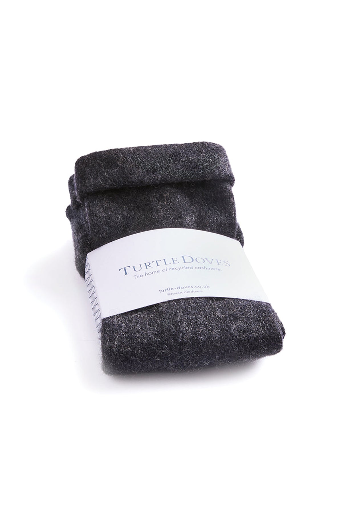 Turtle Doves Charcoal Grey Cashmere Fingerless Gloves, banded pair