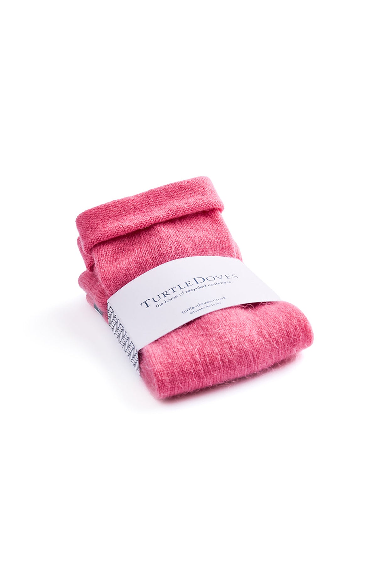 Turtle Doves Cherry Blossom Pink Cashmere Fingerless Gloves, banded pair