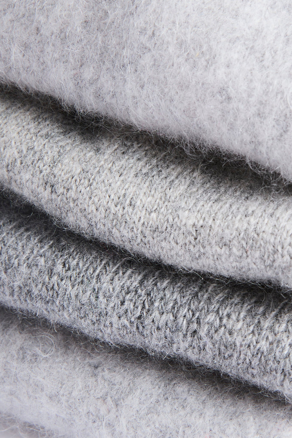 Turtle Doves Grey Cashmere Fingerless Gloves, knit texture close-up