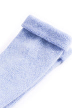 Turtle Doves Light Blue Cashmere Fingerless Gloves, turned cuff detail