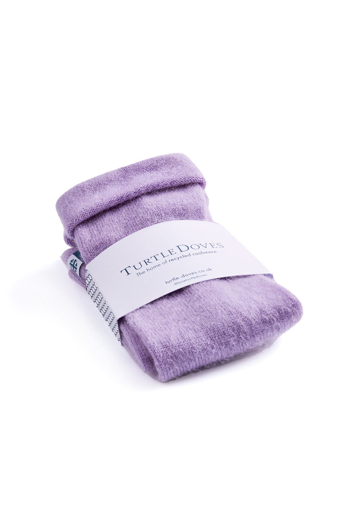 Turtle Doves Lilac Purple Cashmere Fingerless Gloves, banded pair
