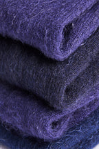 Turtle Doves Navy Cashmere Fingerless Gloves, folded stack