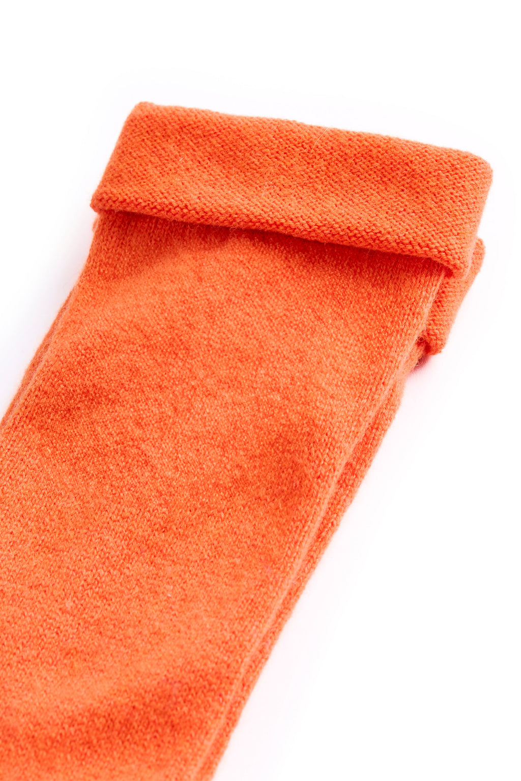 Turtle Doves Orange Cashmere Fingerless Gloves, turned cuff detail