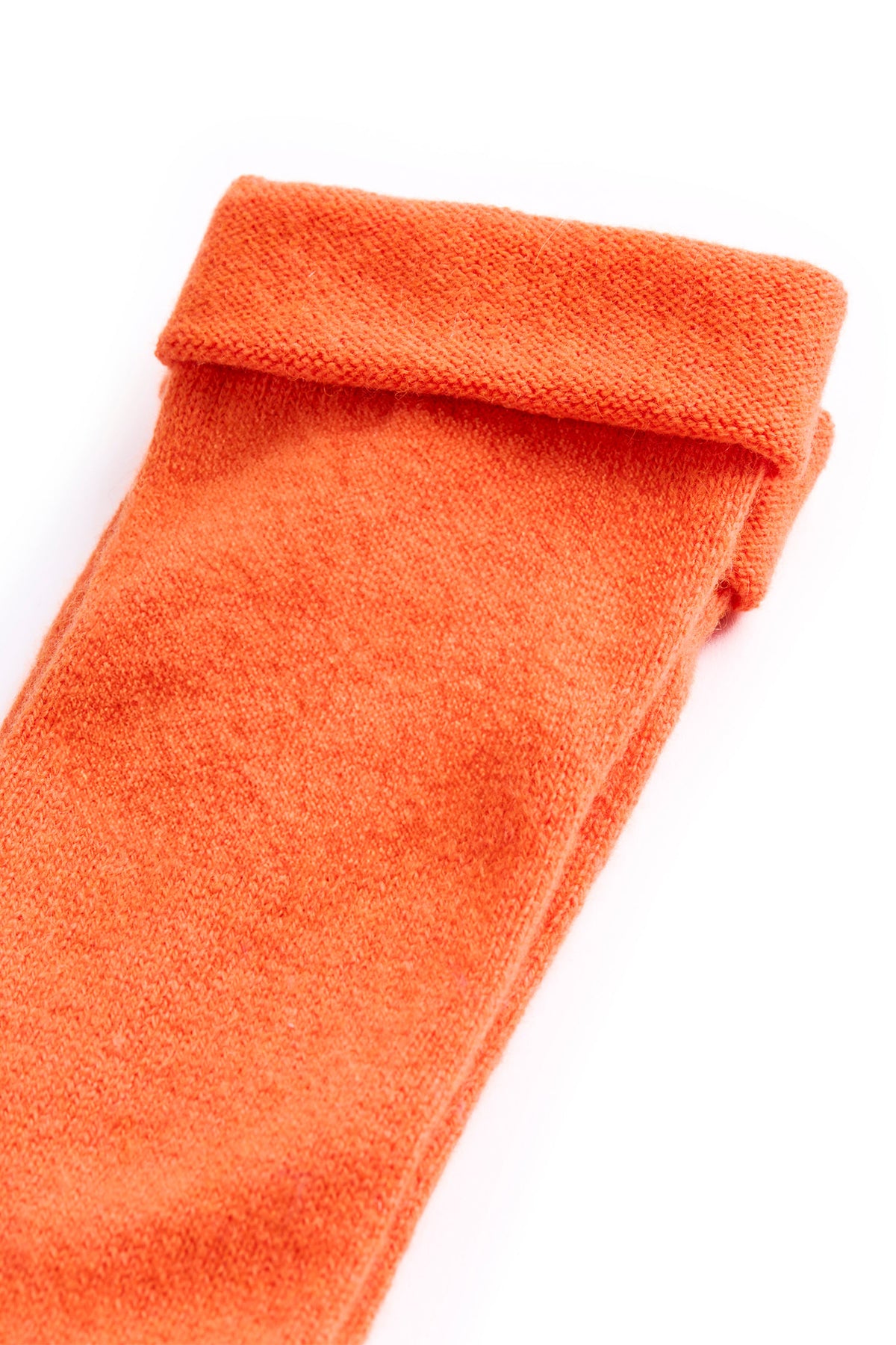Turtle Doves Orange Cashmere Fingerless Gloves, turned cuff detail