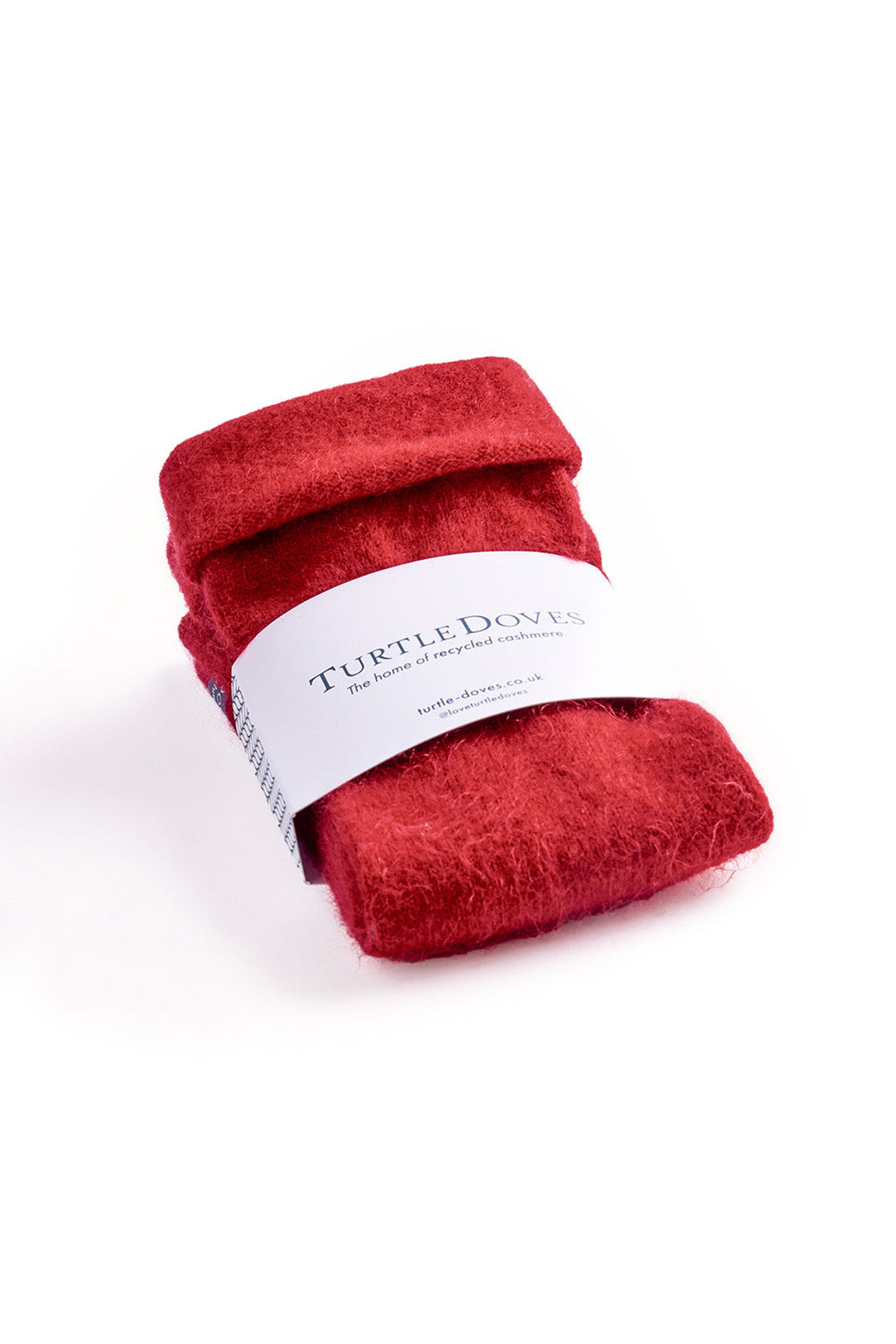 Turtle Doves Red Cashmere Fingerless Gloves, banded pair