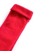 Turtle Doves Red Cashmere Fingerless Gloves, turned cuff detail