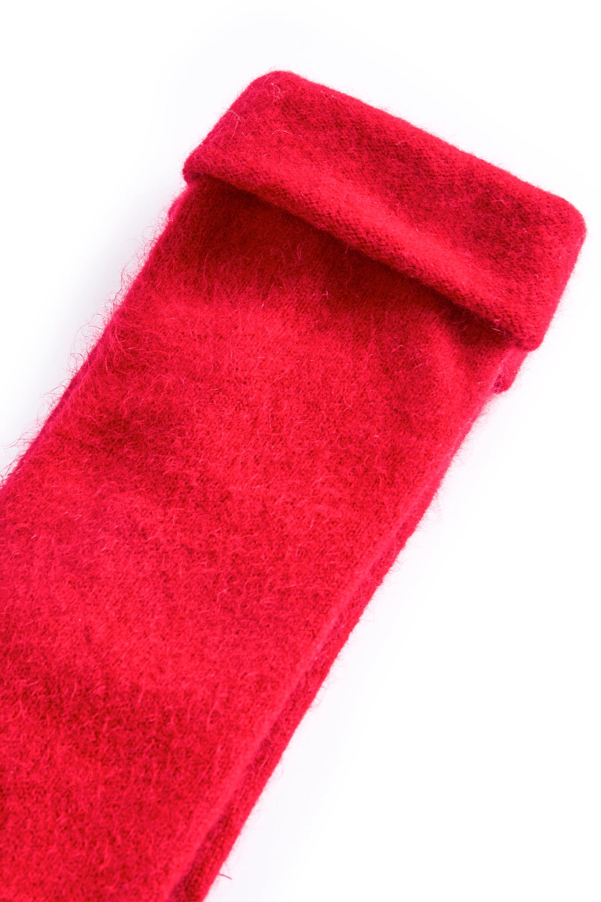Turtle Doves Red Cashmere Fingerless Gloves, turned cuff detail