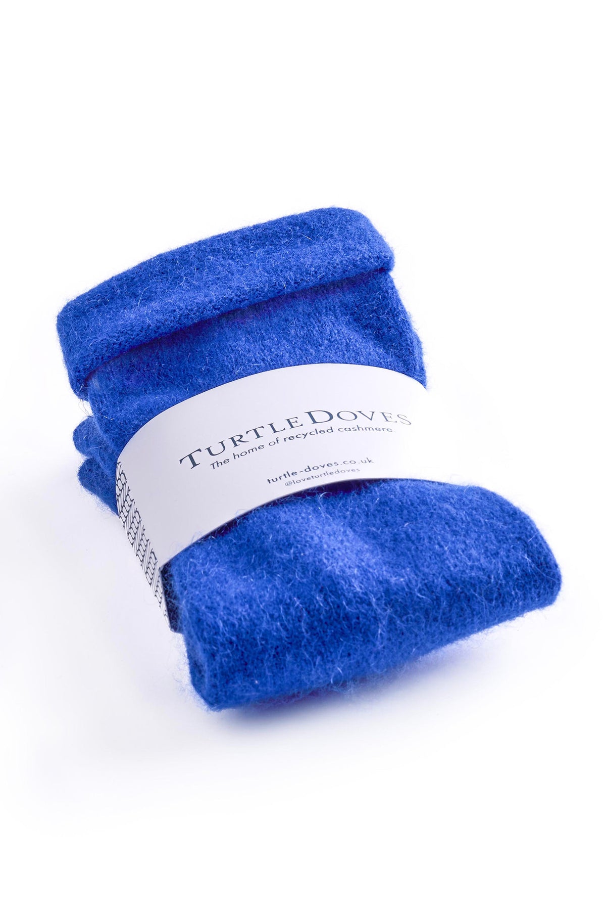 Turtle Doves Royal Blue Cashmere Fingerless Gloves, banded pair