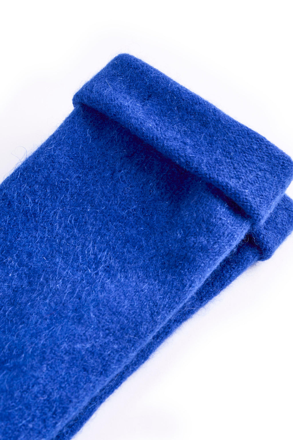 Turtle Doves Royal Blue Cashmere Fingerless Gloves, turned cuff detail