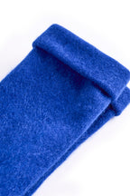 Turtle Doves Royal Blue Cashmere Fingerless Gloves, turned cuff detail