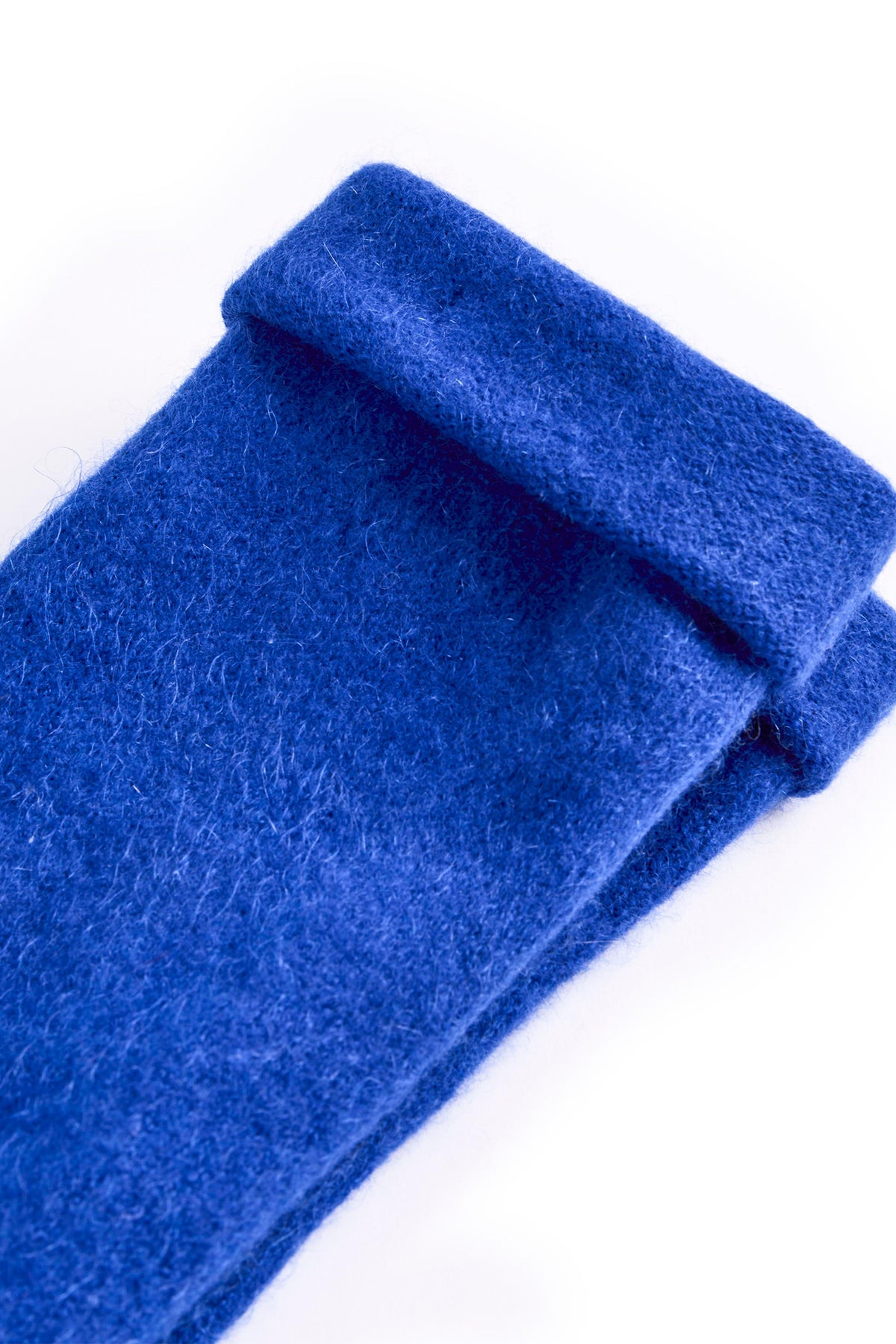 Turtle Doves Royal Blue Cashmere Fingerless Gloves, turned cuff detail
