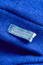 Turtle Doves Royal Blue Cashmere Fingerless Gloves, cuff label close-up