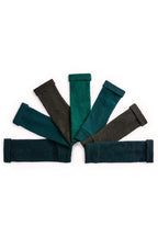 Turtle Doves Woodland Green Cashmere Fingerless Gloves, flat lay