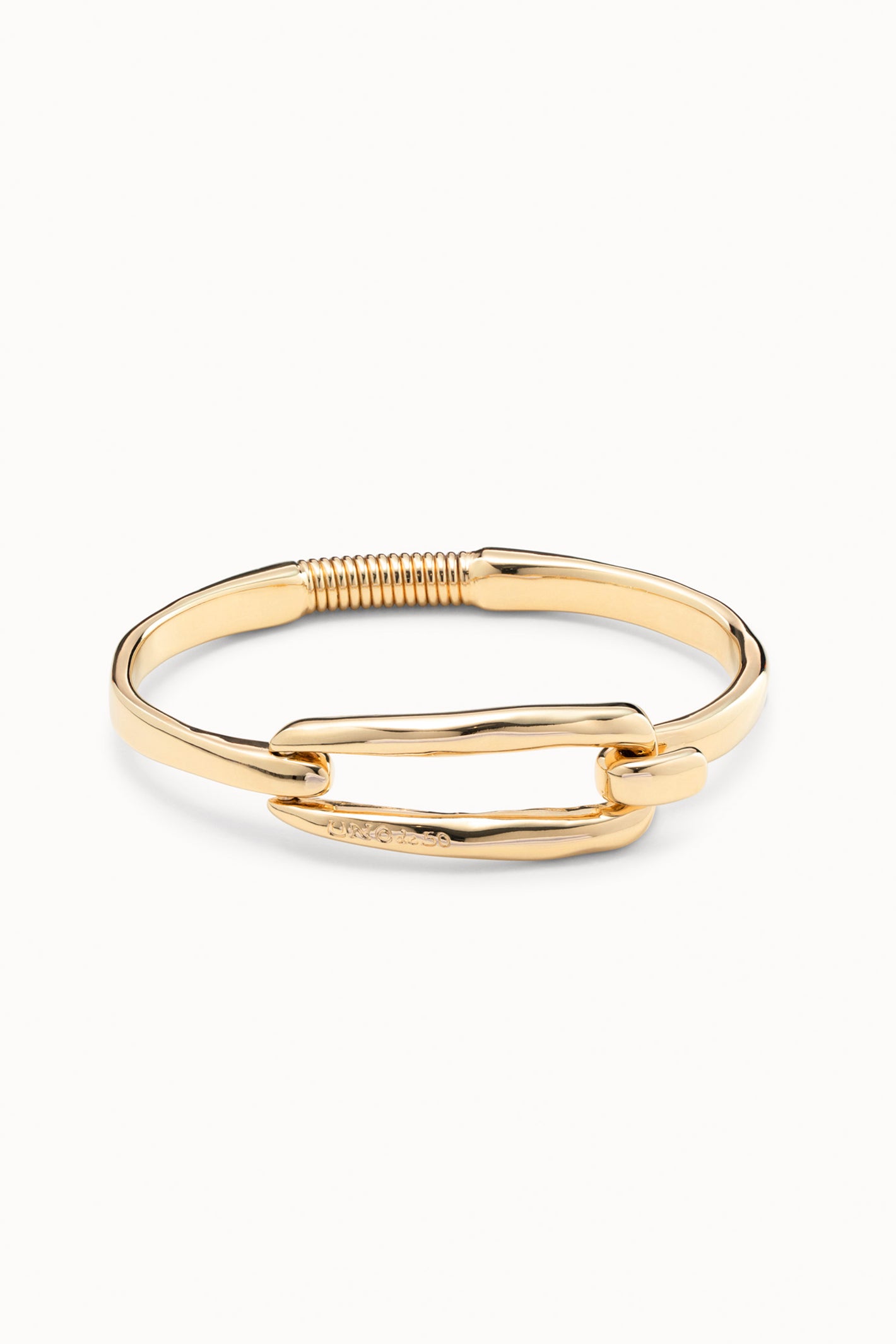UNOde50 Amarrado gold cuff bangle at OSO Boutique