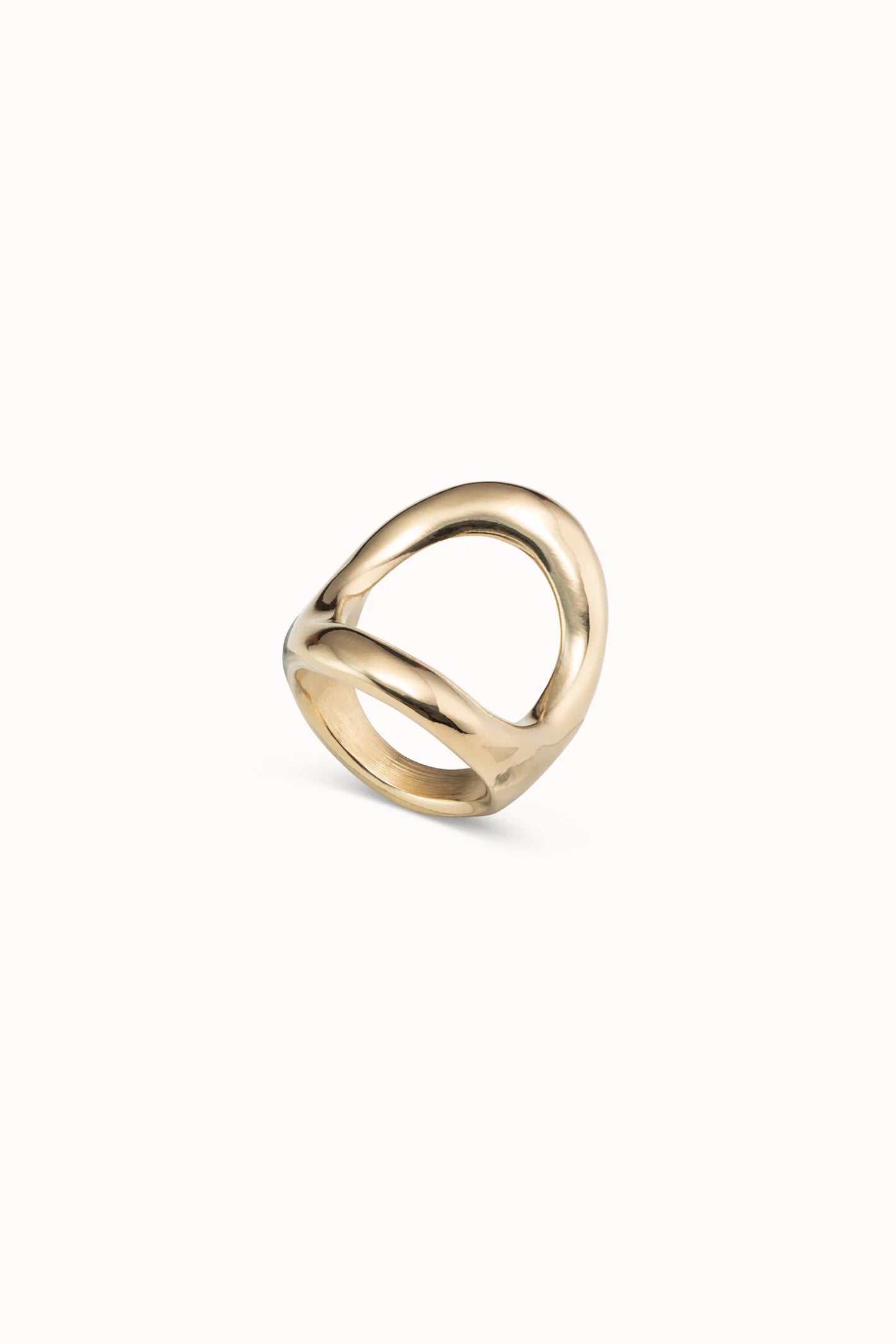 UNOde50 gold open oval statement ring at OSO Boutique
