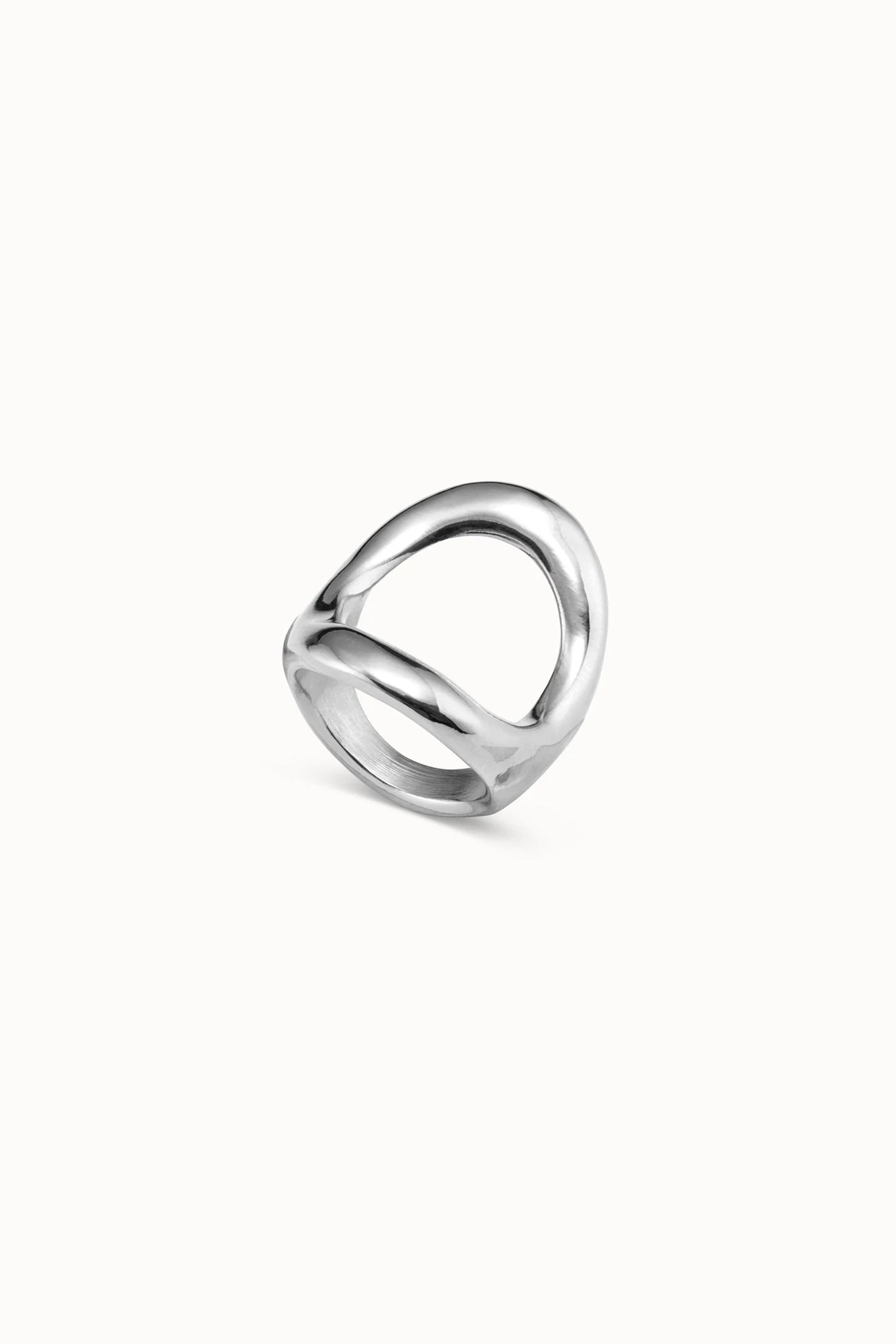 UNOde50 silver open oval statement ring at OSO Boutique