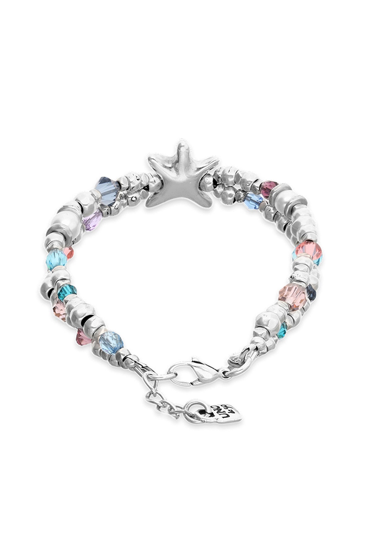 UNOde50 Prisma Silver Bracelet with Crystals & Starfish PUL2658, angled packshot