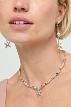UNOde50 Prisma Silver Necklace with Crystals & Starfish COL2095, worn