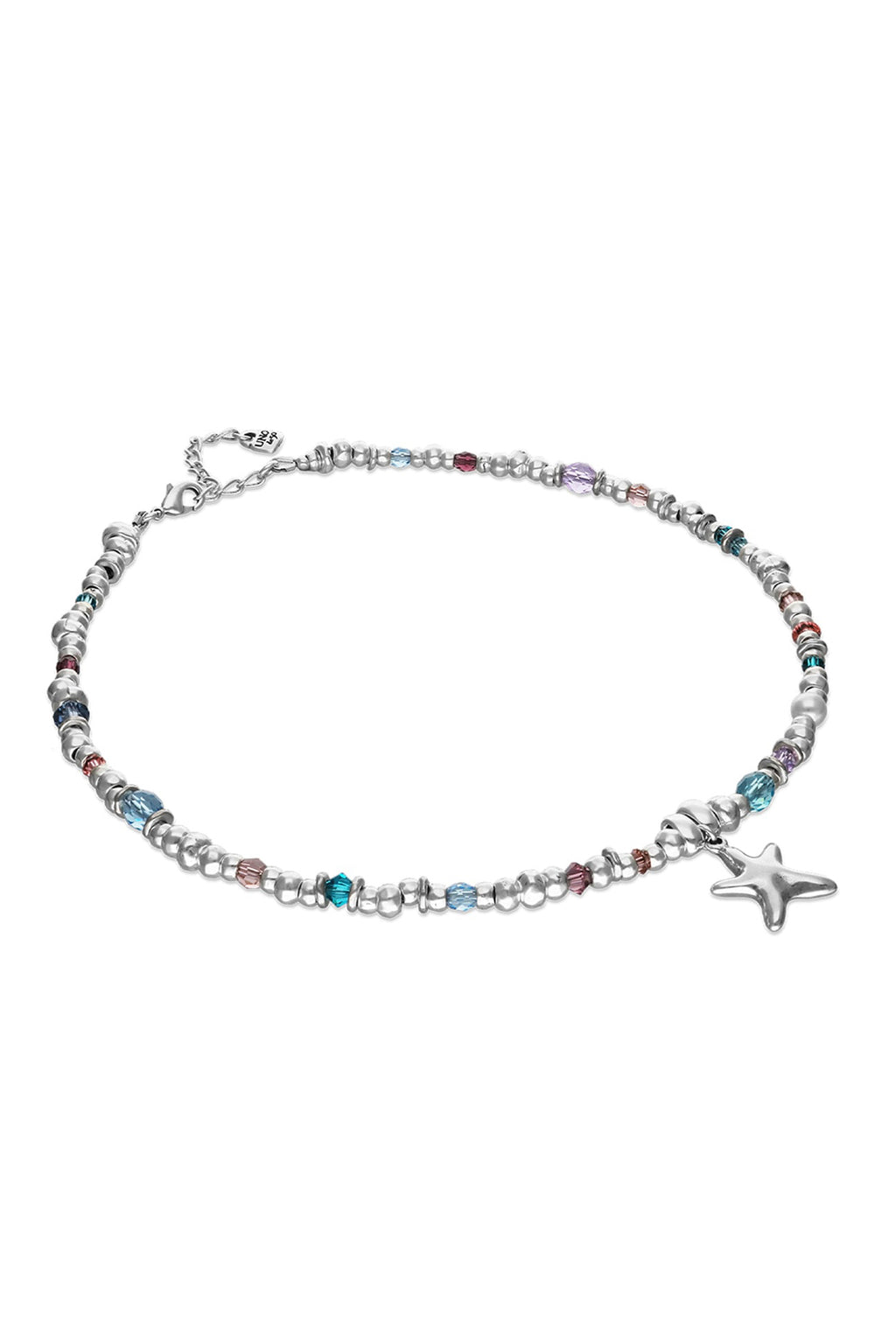 UNOde50 Prisma Silver Necklace with Crystals & Starfish COL2095, side view