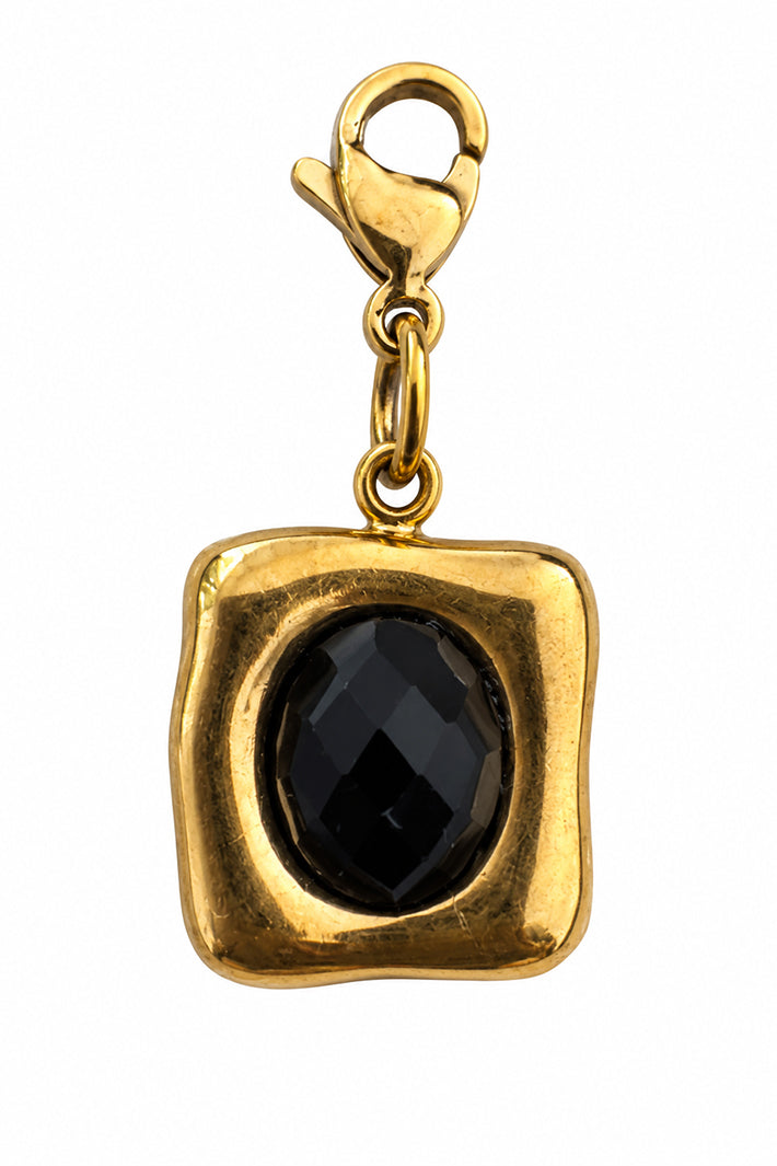 Wild Spirit Agate Drop Black Hook Charm, front view