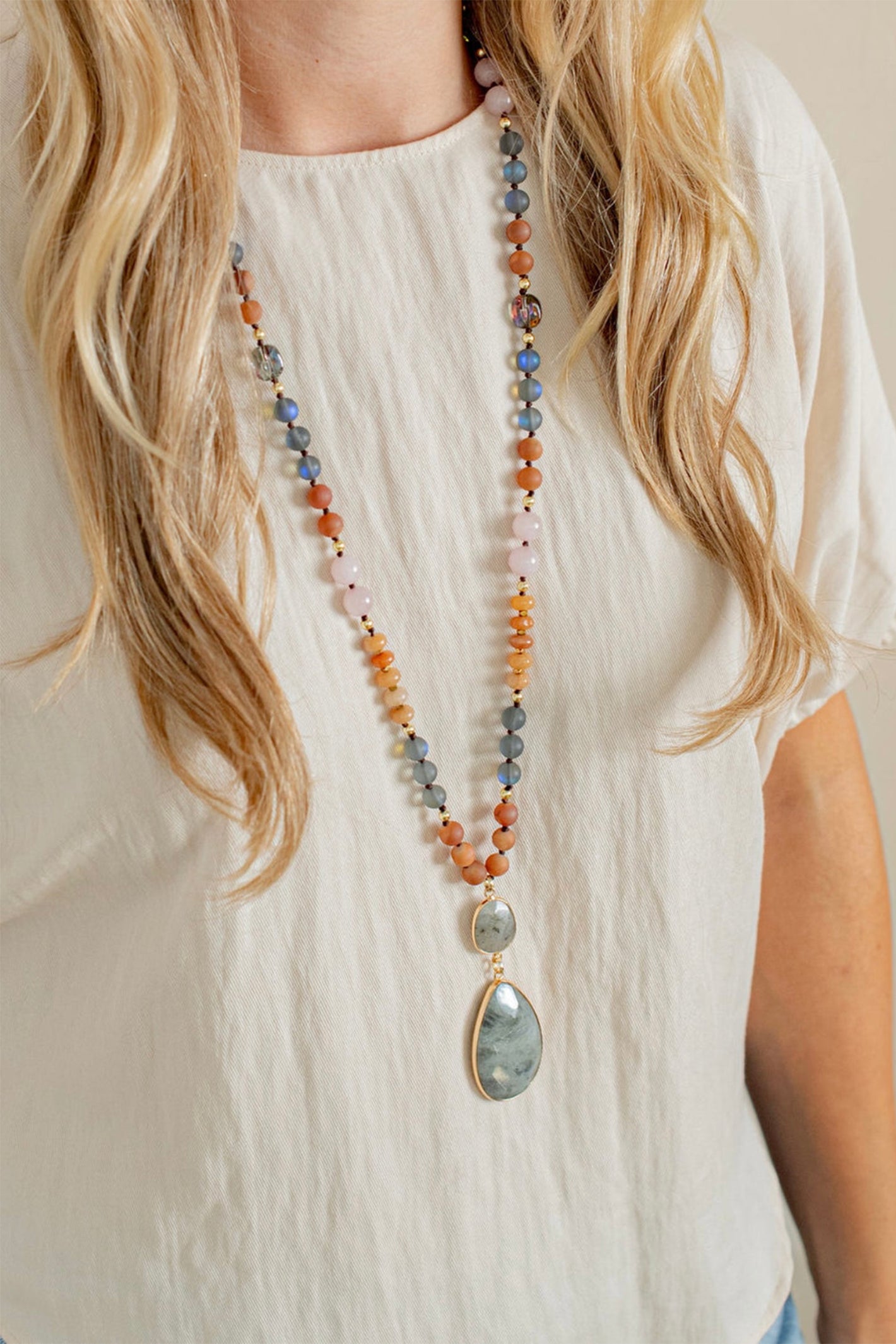 Wild Spirit Amaris Labradorite & Pink Beaded Necklace