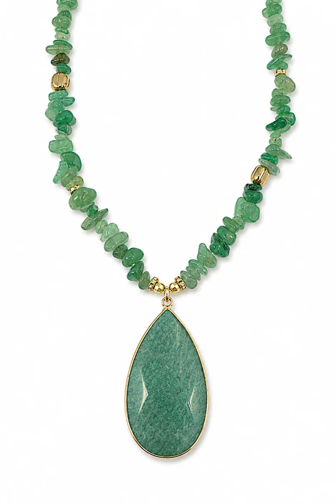 Wild Spirit Amazonite Green Chip Necklace, pendant close-up detail