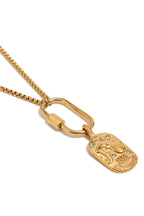 Wild Spirit Aquarius Horoscope Gold Charm Necklace, angled view