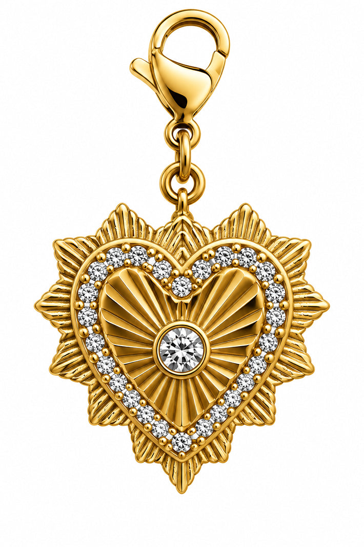 Wild Spirit Bling Heart Gold Hook Charm, front view