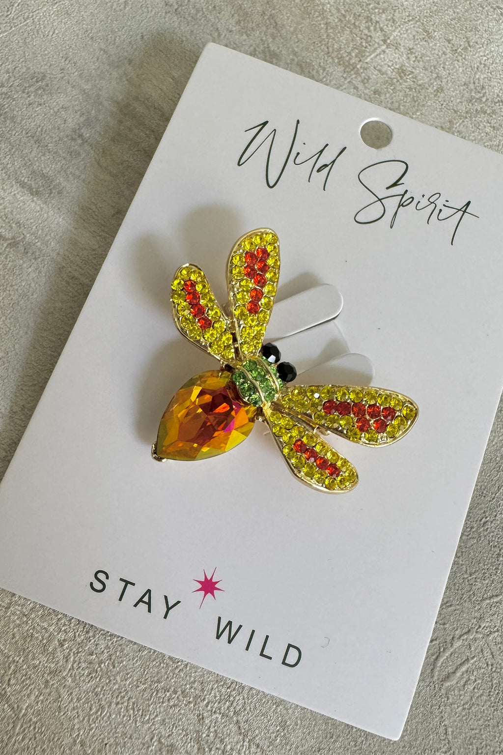 Wild Spirit Bright Bee Multicolour Brooch, on branded packaging