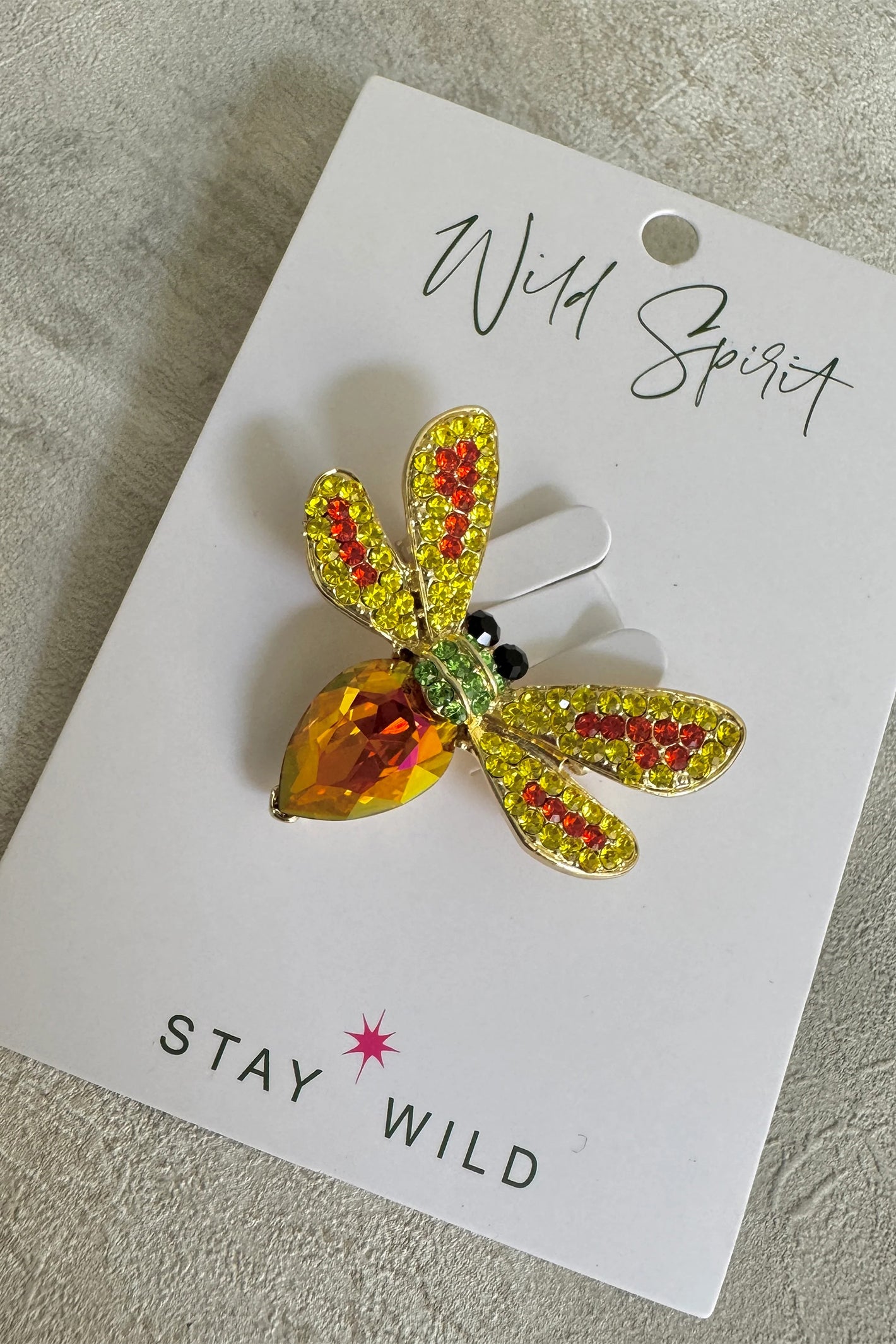 Wild Spirit Bright Bee Multicolour Brooch, on branded packaging