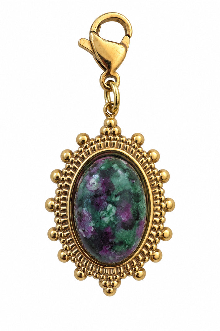 Wild Spirit Eden Ruby Zoisite Green Hook Charm, front view