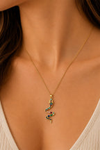 Wild Spirit Enchanted Snake Gold Plated Waterproof Necklace, worn close-up