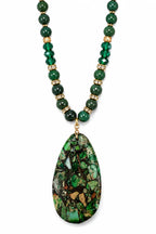 Wild Spirit Green Jasper Link Chain Necklace, pendant close-up detail