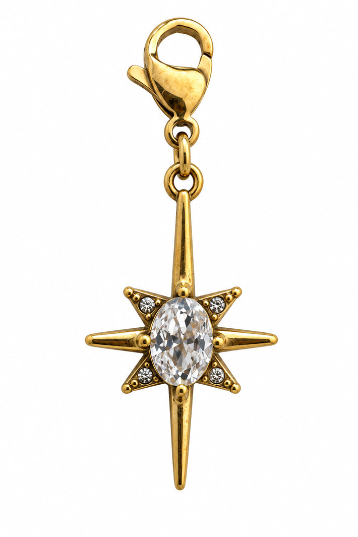 Wild Spirit Guiding Star Gold Hook Charm, front view
