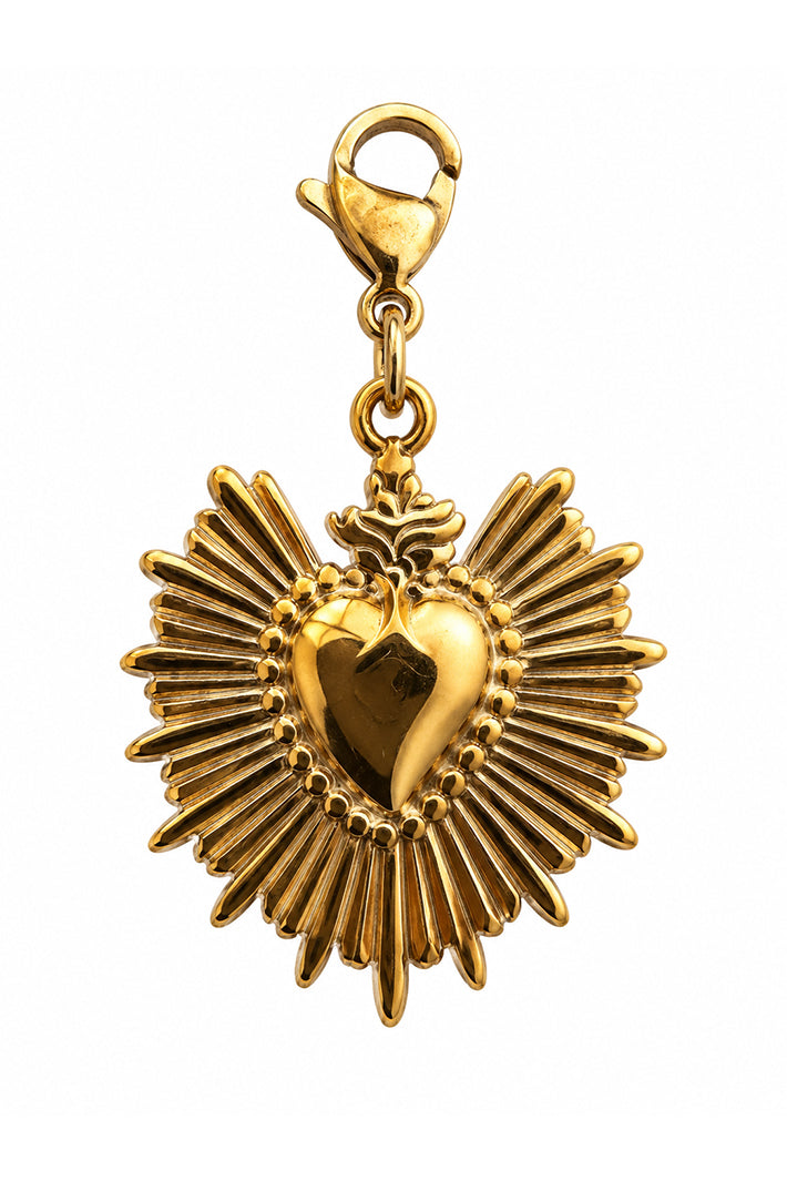 Wild Spirit Heartburst Gold Hook Charm, front view