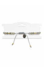 Wild Spirit Labradorite Grey Chip Bracelet, adjustable cord detail