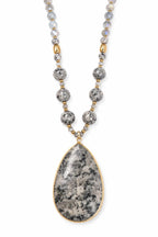 Wild Spirit Larvikite Grey Glow Necklace, pendant close-up detail