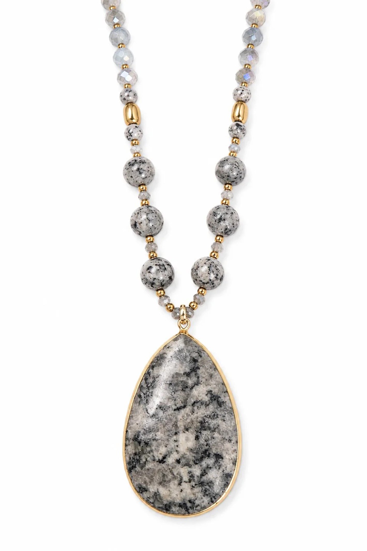 Wild Spirit Larvikite Grey Glow Necklace, pendant close-up detail