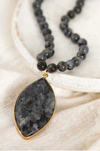 Wild Spirit Midnight Larvikite Black Necklace, styled